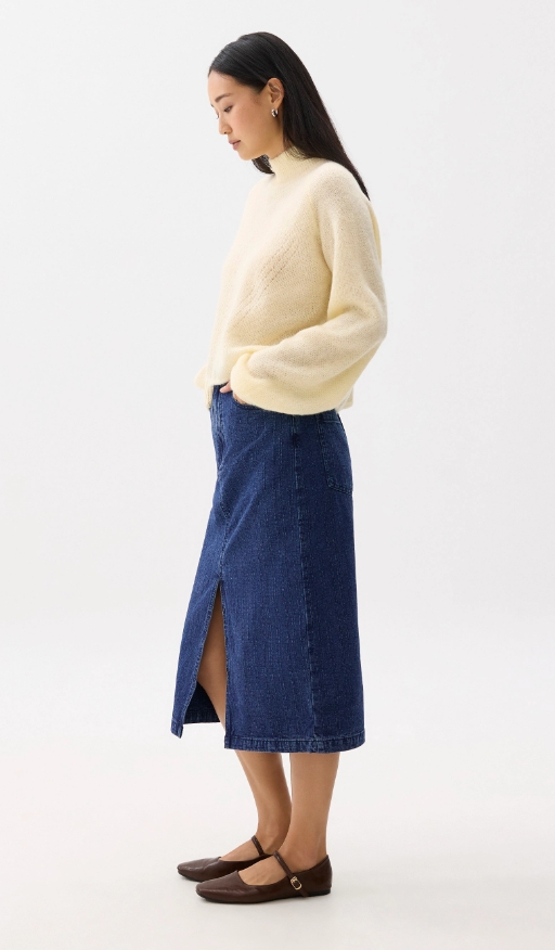 Striped Denim Column Midaxi Skirt - Image 2